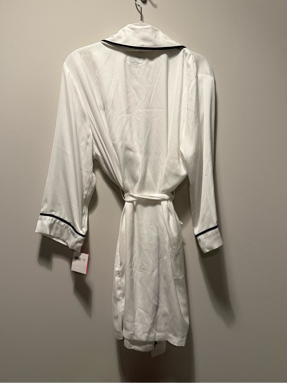 kate spade White Satin Short Robe with Black Trim and "Mrs." Embroidery - Picture 8 of 9
